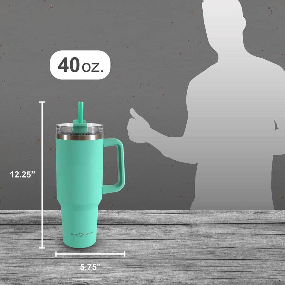 40 oz. Double Wall Stainless Steel Green Tumbler with Handle (2-pack) - Hercitys