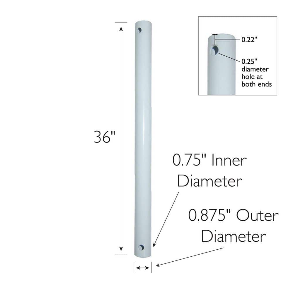36 in. White Extension Downrod - Hercitys