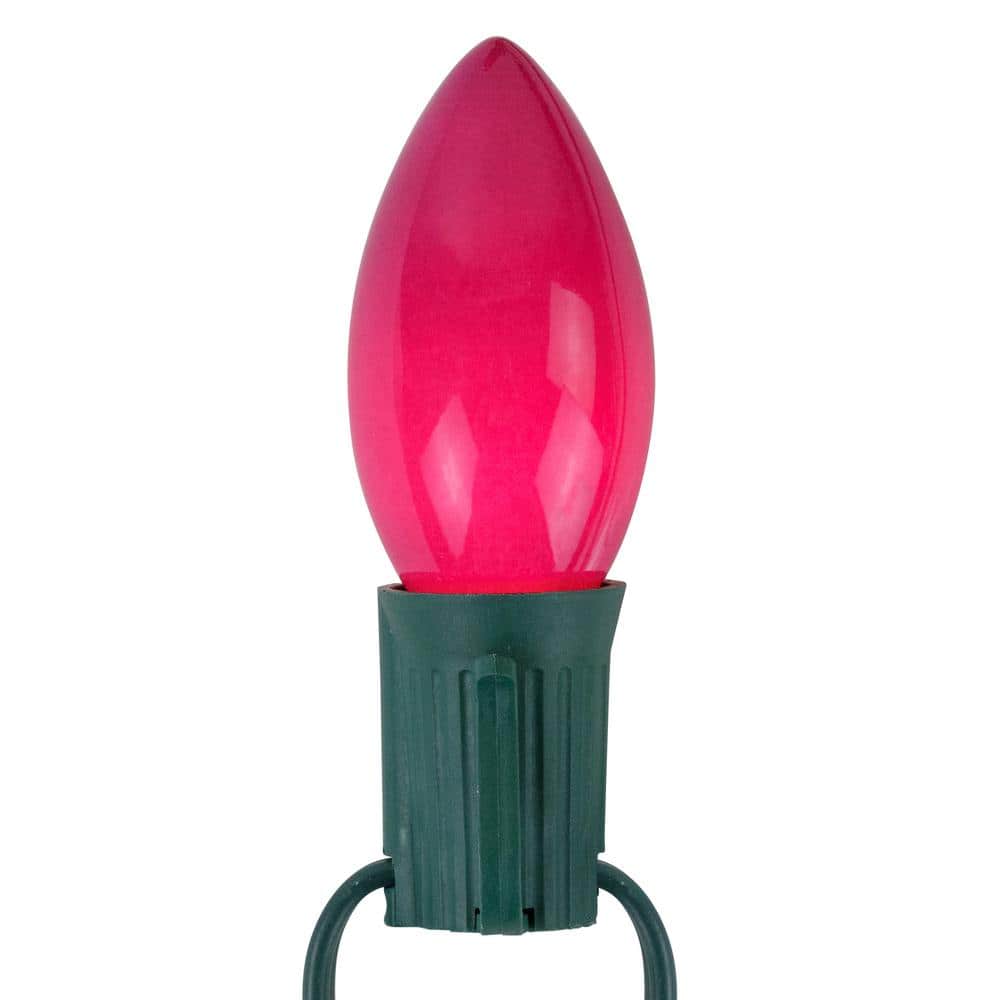 25-Light Opaque Pink Purple C9 Christmas Lights with Green Wire - Hercitys