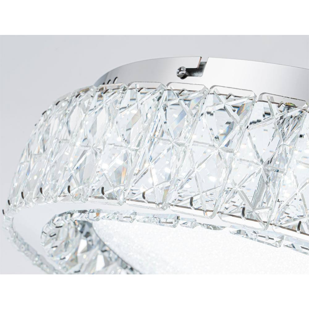 13.7 in. 1-Light Modern Crystal Chrome LED Flush Mount Ceiling Light - Hercitys