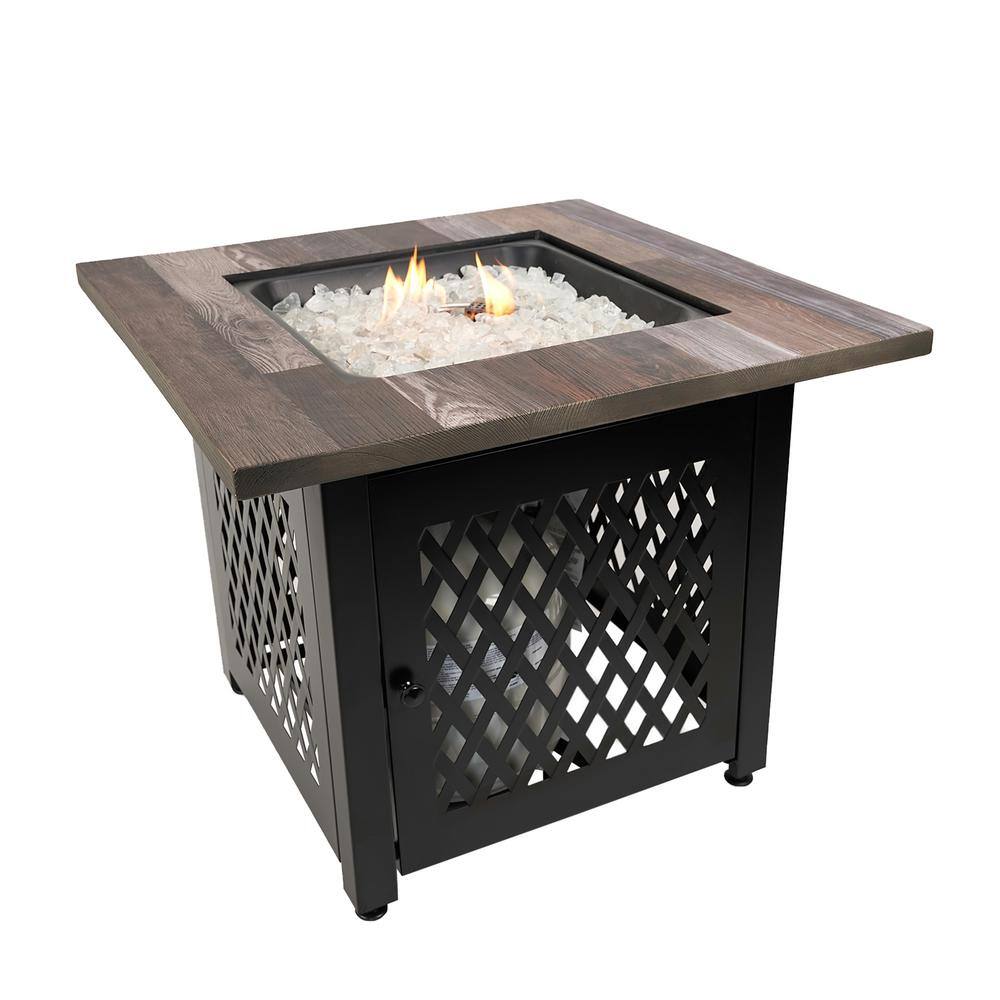 30 in. W x 24 in. H Square Metal Brown and Black Fire Pit Table - Hercitys
