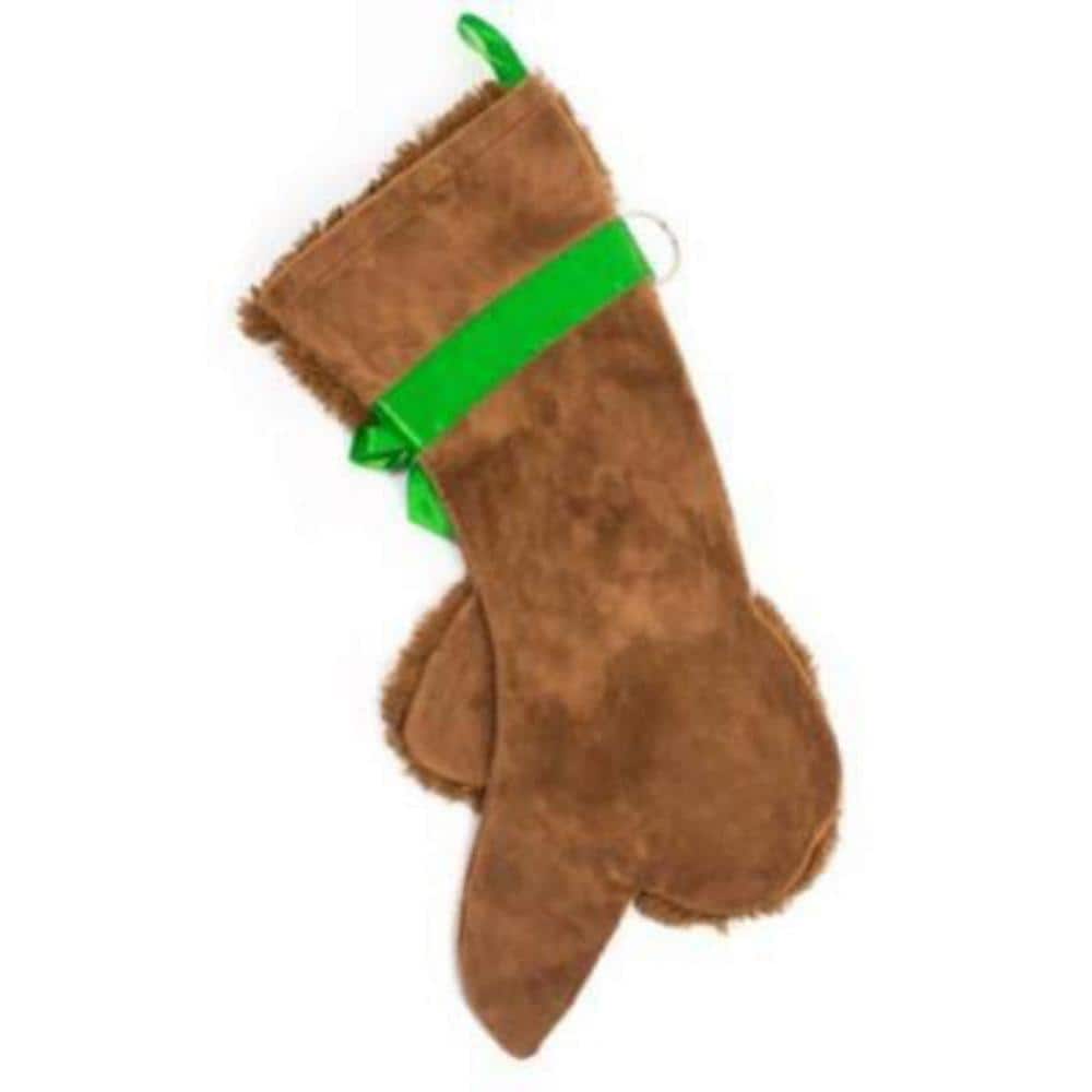 22 in. Brown Poodle Dog Faux Fur Christmas Stocking - Hercitys