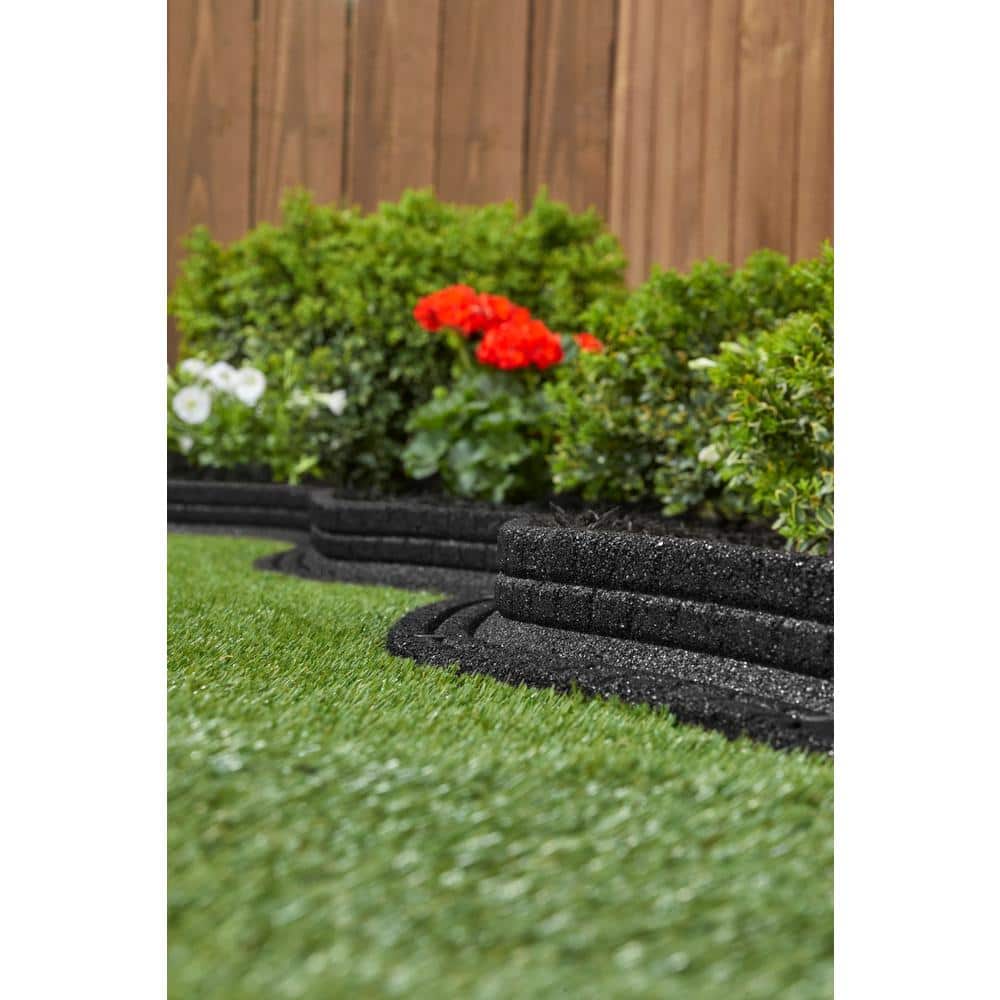 48 in. x 3 in. x 3 in. Black Brickface Rubber Landscape Edging - Hercitys