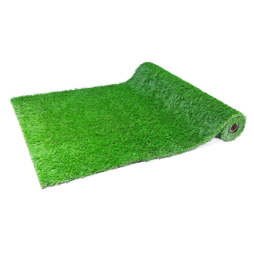 3.3 ft. x 10 ft. Green Artificial Grass Realistic Synthetic Thick Fake Faux Grass Rug with Drainage Holes (2Pack) - Hercitys