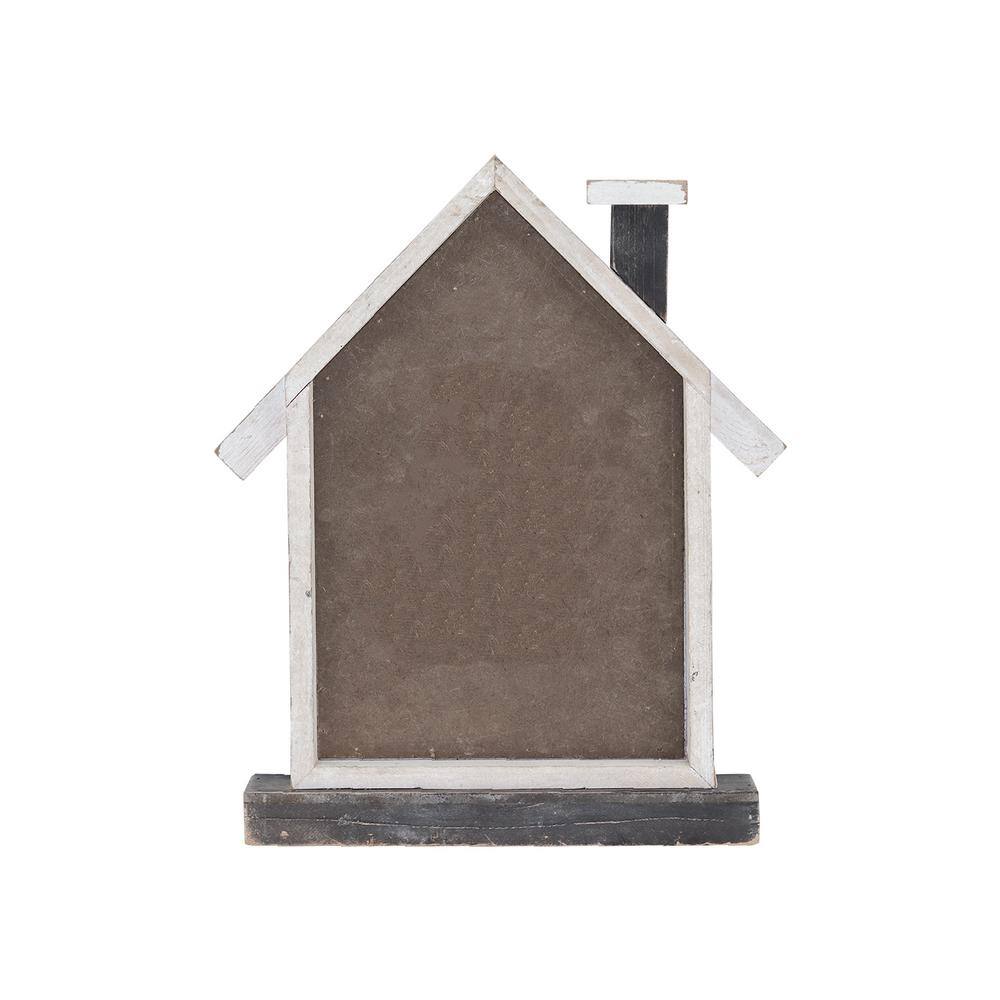 12.375 in. White Wood Merry Christmas House Shaped Tabletop Decor - Hercitys