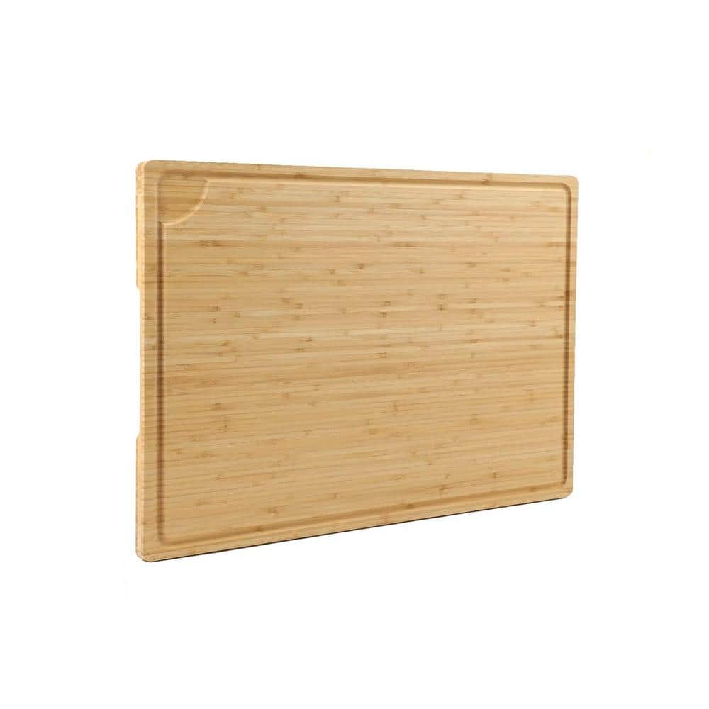 24 x 18 in. Rectangular Extra Large Bamboo Cutting Board Handle, Juice Groove Kitchen Counter Sink - Hercitys