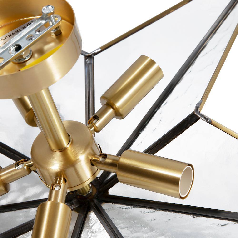 19.68 in. 5-Light Gold Semi-Flush Mount Ceiling Light Modern Star Shape with Glass Shade - Hercitys