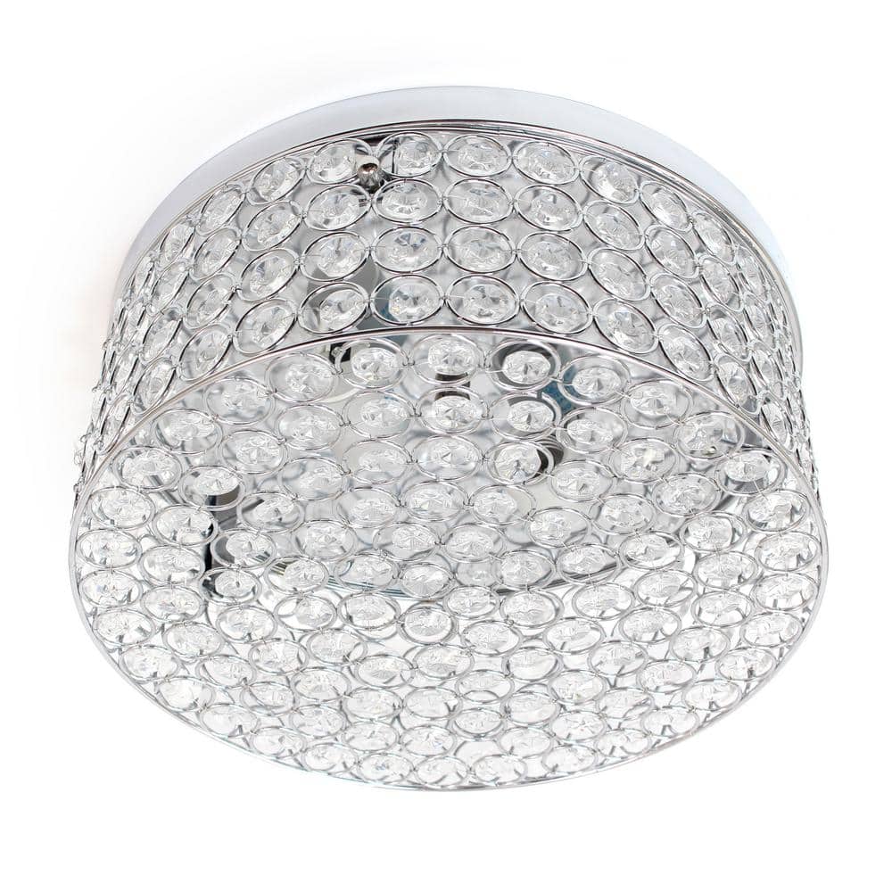 12 in. 2 Light Ellipse Chrome Round Flush Mount - Hercitys