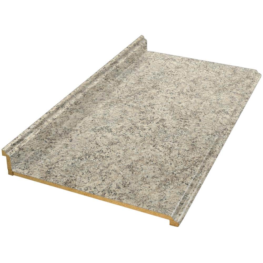 4 ft. Straight Laminate Countertop in Textured Typhoon Ice with Full Wrap Ogee Edge and Integrated Backsplash - Hercitys