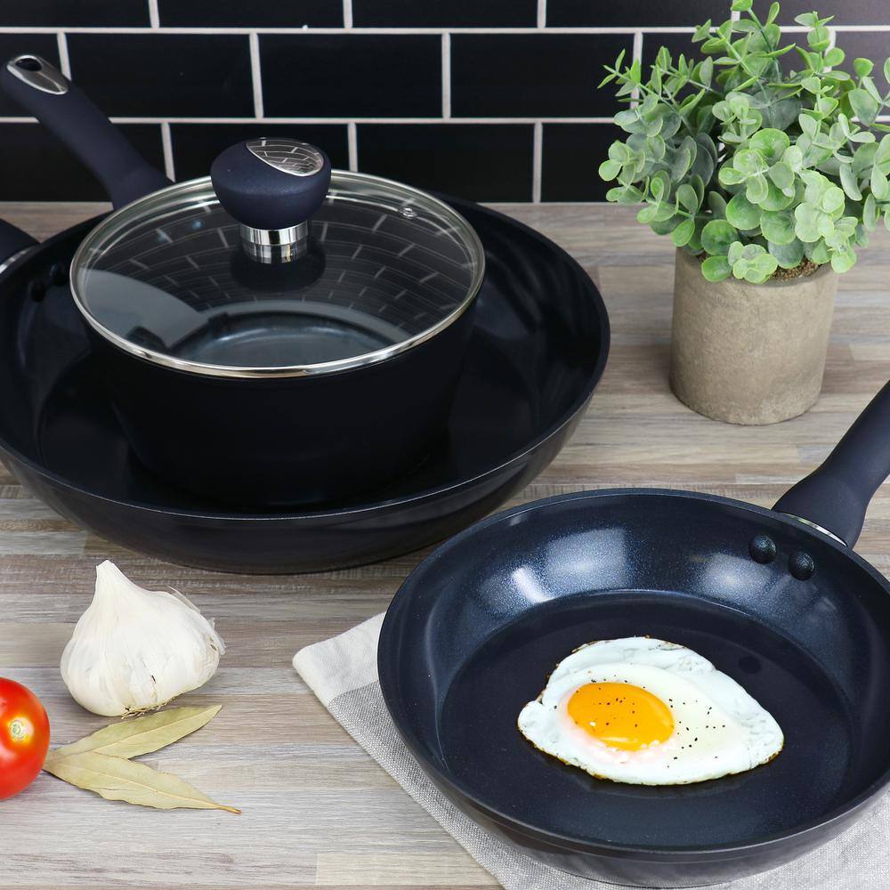 12 in. Ceramic Nonstick Aluminum Frying Pan in Dark Blue - Hercitys