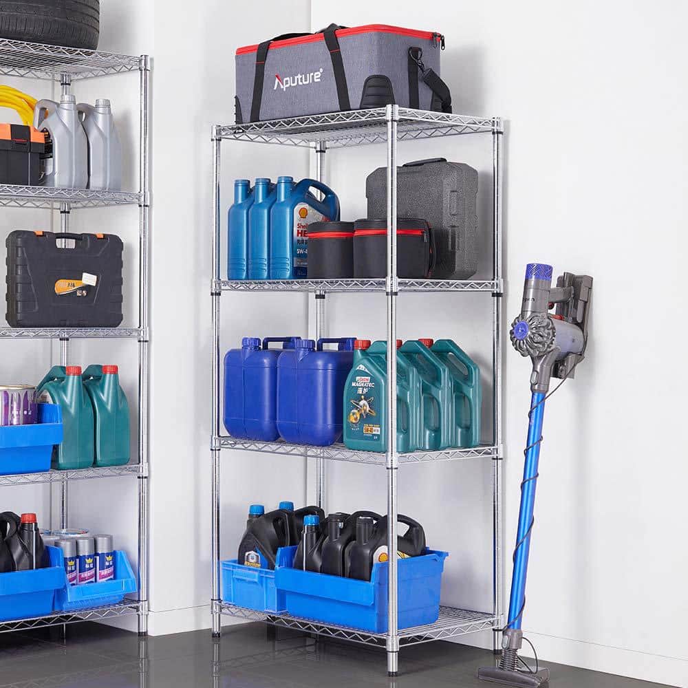 4 Tier Commercial Chrome Shelving Unit 18 in. x 30 in. x 59 in. - Hercitys