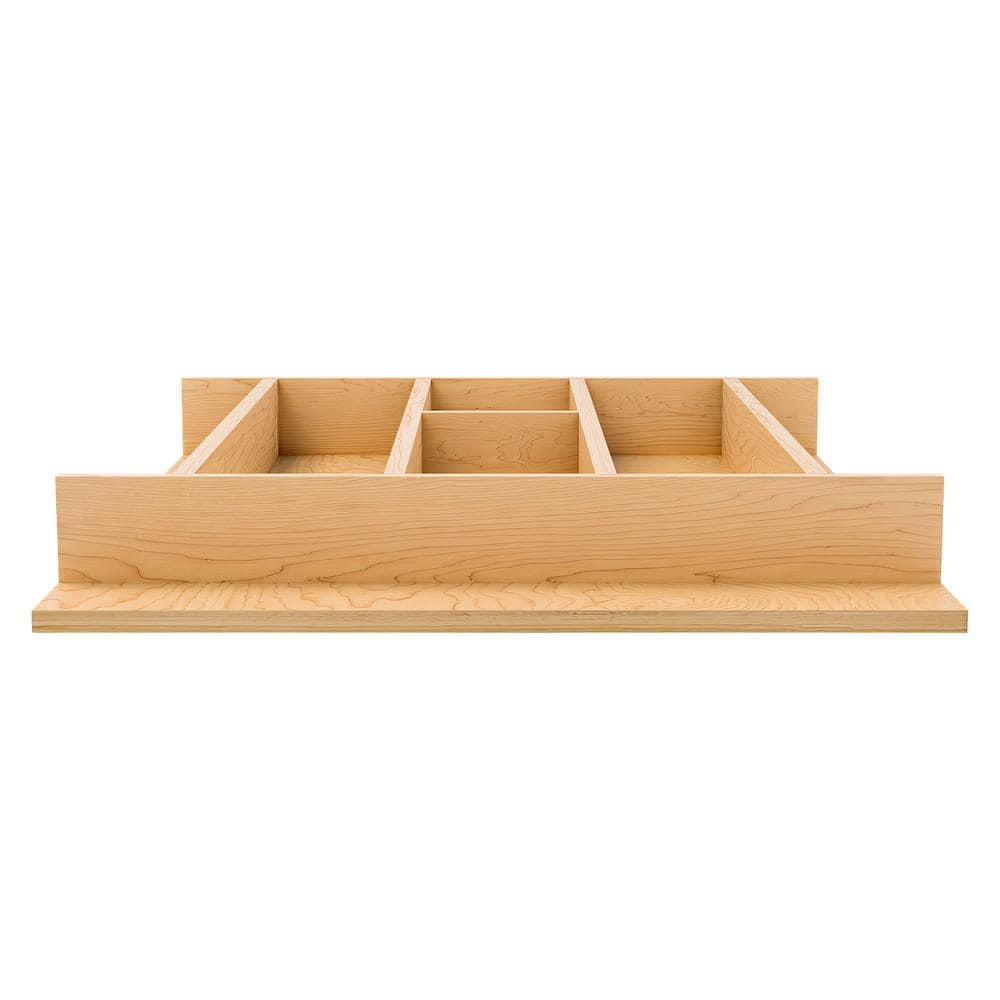 2.36 in. H x 16.22 in. W x 19.49 in. D Light Brown Wooden Utensil Drawer Insert - Hercitys