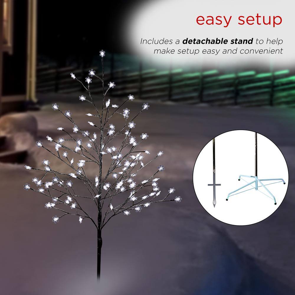 58 in. Tall Frosty Christmas Snowflake Tree with Cool White LED Lights - Hercitys