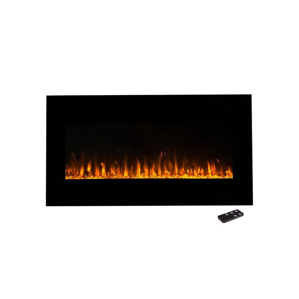42 in. LED Fire and Ice Electric Fireplace with Remote in Black - Hercitys
