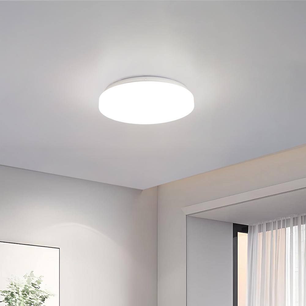 10 in. White Round Low Profile Dimmable LED Flush Mount with Plastic Shade Ceiling Light – 4000K Cool White (6-Pack) - Hercitys