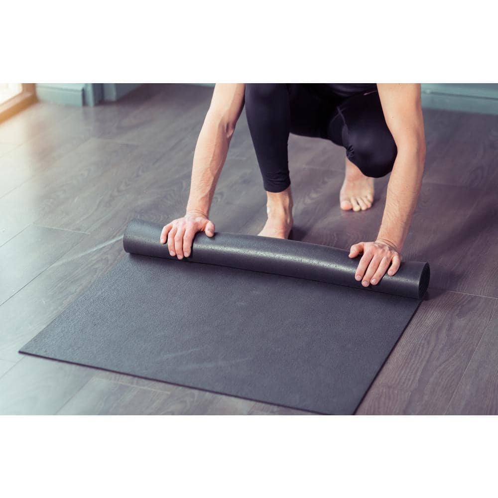4 ft. x 6 ft. x 0.275 in. Black Rubber Fitness Utility Mat (24 sq. ft.) - Hercitys
