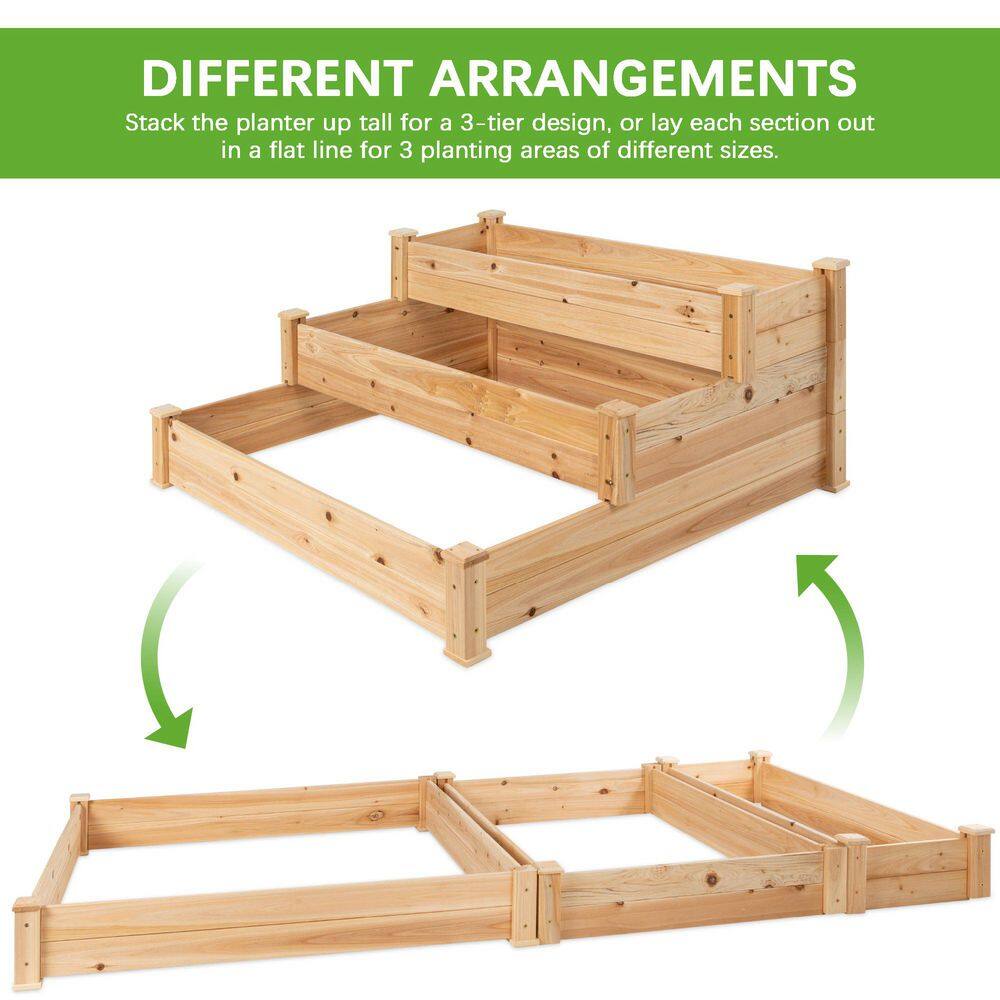 48 in. L x 48 in. W x 21 in. H Stackable Natural Wood Raised Garden Bed - Hercitys