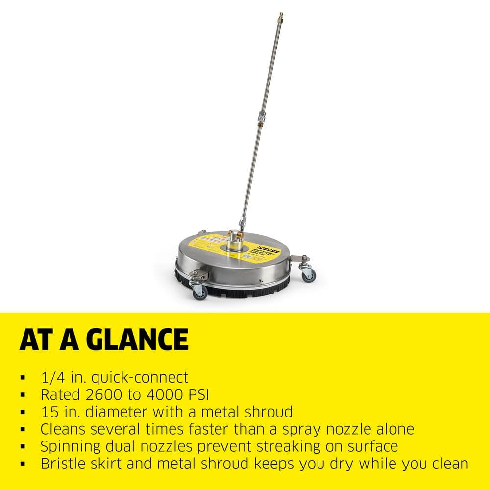 15 in. Metal Surface Cleaner, 4000 PSI Max, Pressure Washer Surface Cleaner with 2 Extensions Wands - Hercitys