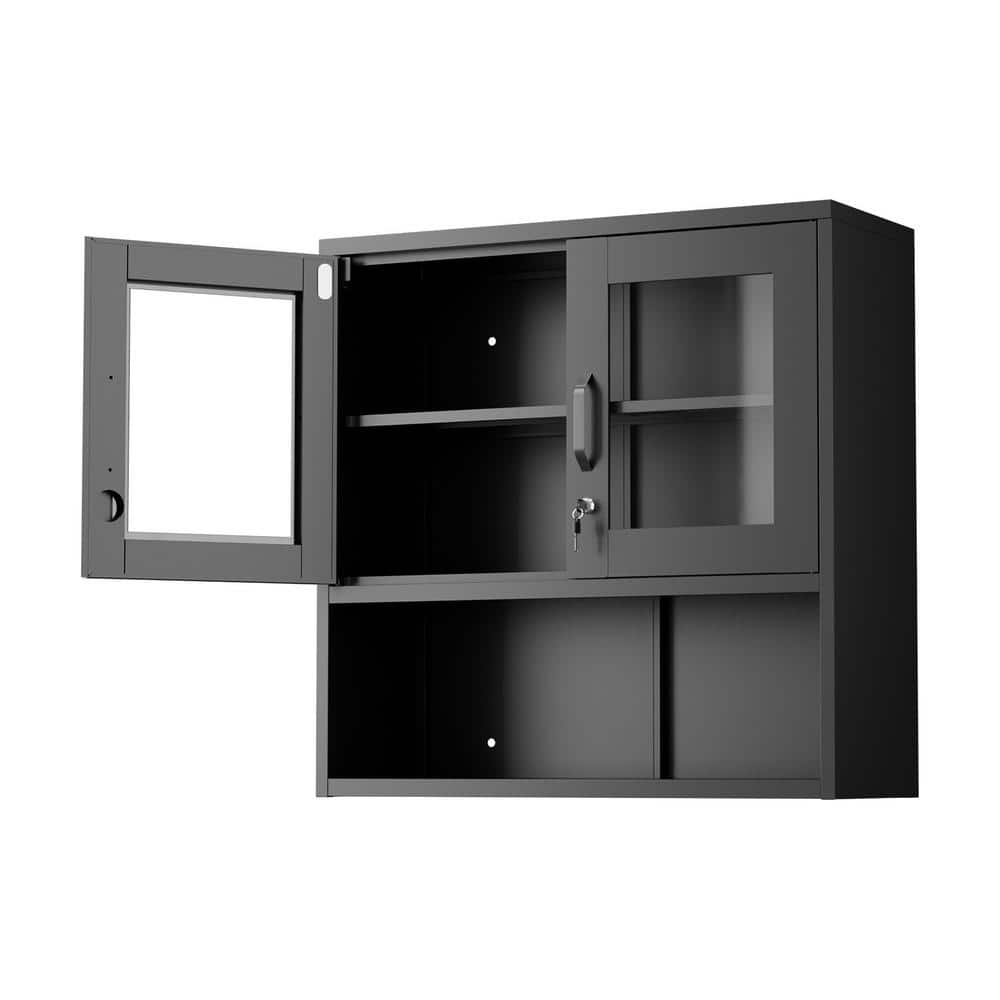 31.5 in. W x 11.8 in. D x 31.5 in. H Bathroom Storage Wall Cabinet in Black - Hercitys