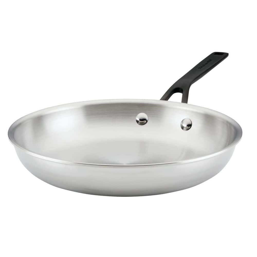 10 in. 5- Ply Clad Stainless Steel Induction Frying Pan Polished Stainless Steel - Hercitys