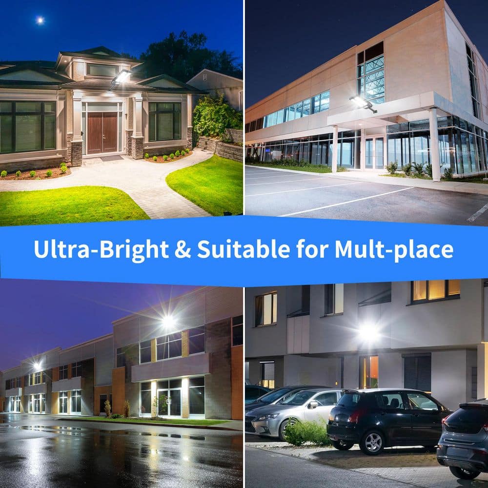 320000 Lumen 220° Black Motion Sensing Dusk to Dawn Integrated LED Flood Light - Hercitys