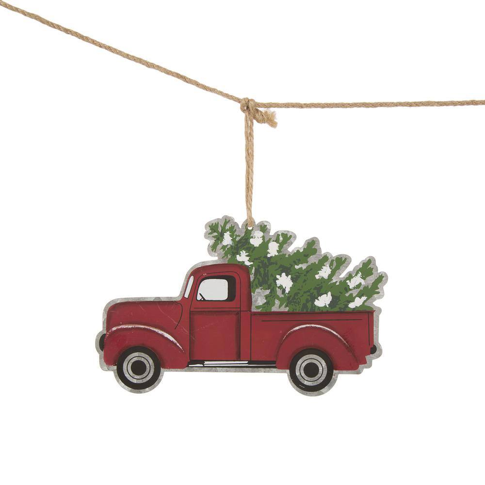 5.9 ft. L Metal Red Truck Garland - Hercitys