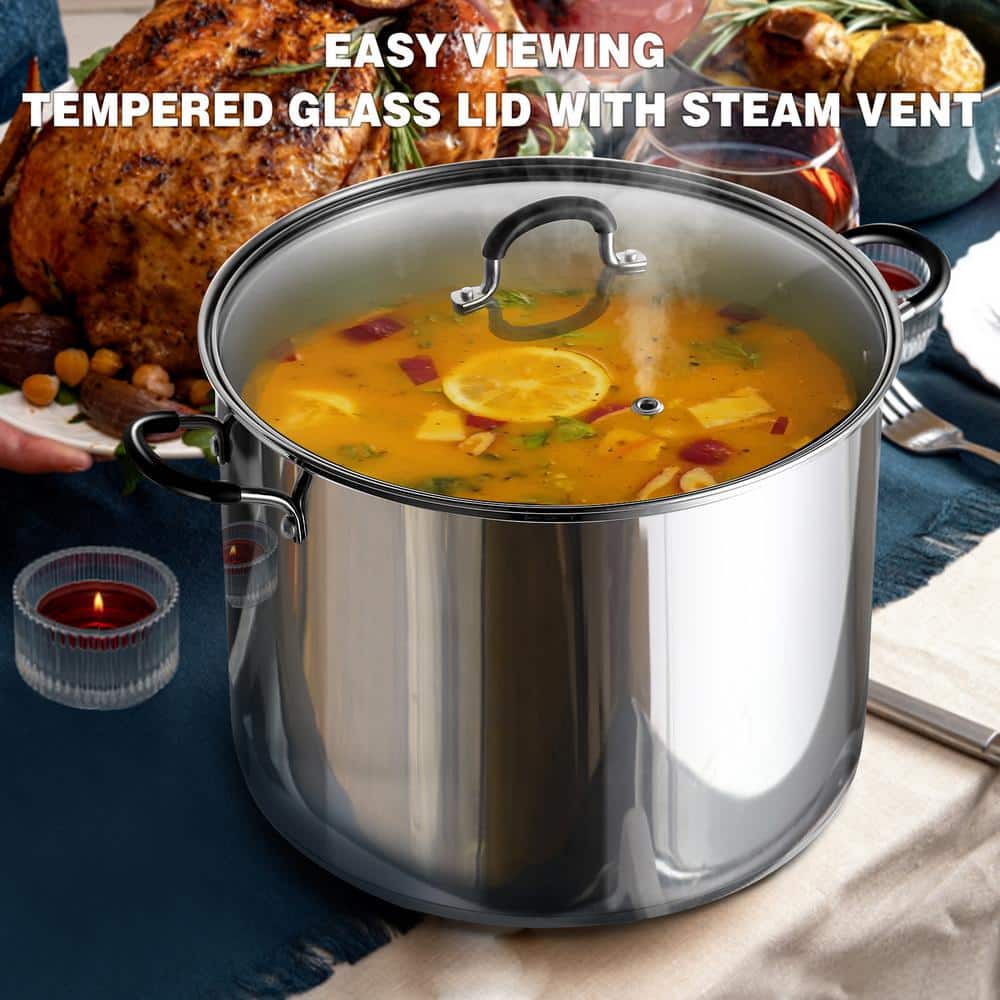 24 qt. Professional Stainless Steel Stockpot with Lid - Hercitys