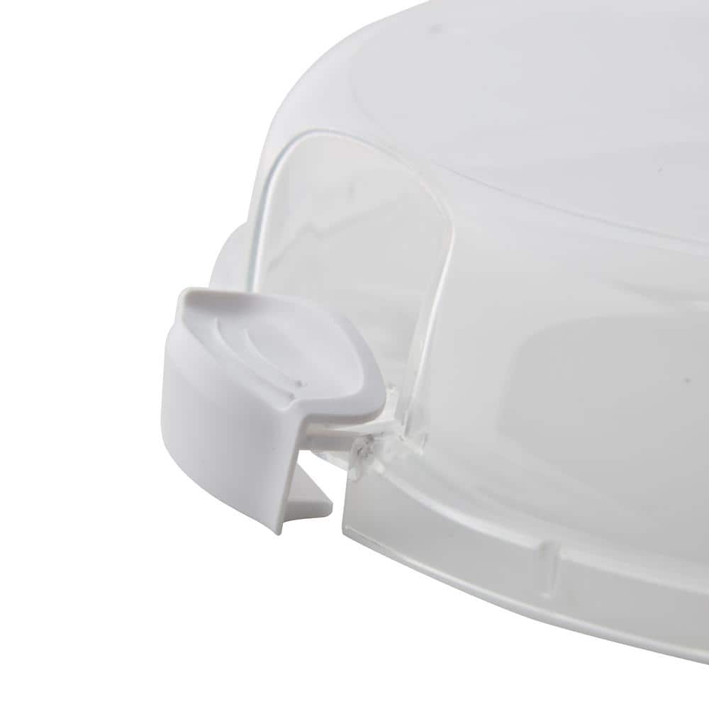 14-in Round Build-a-Board Acacia Cutting Board with Single Compartment and Clear Locking Lid, White - Hercitys