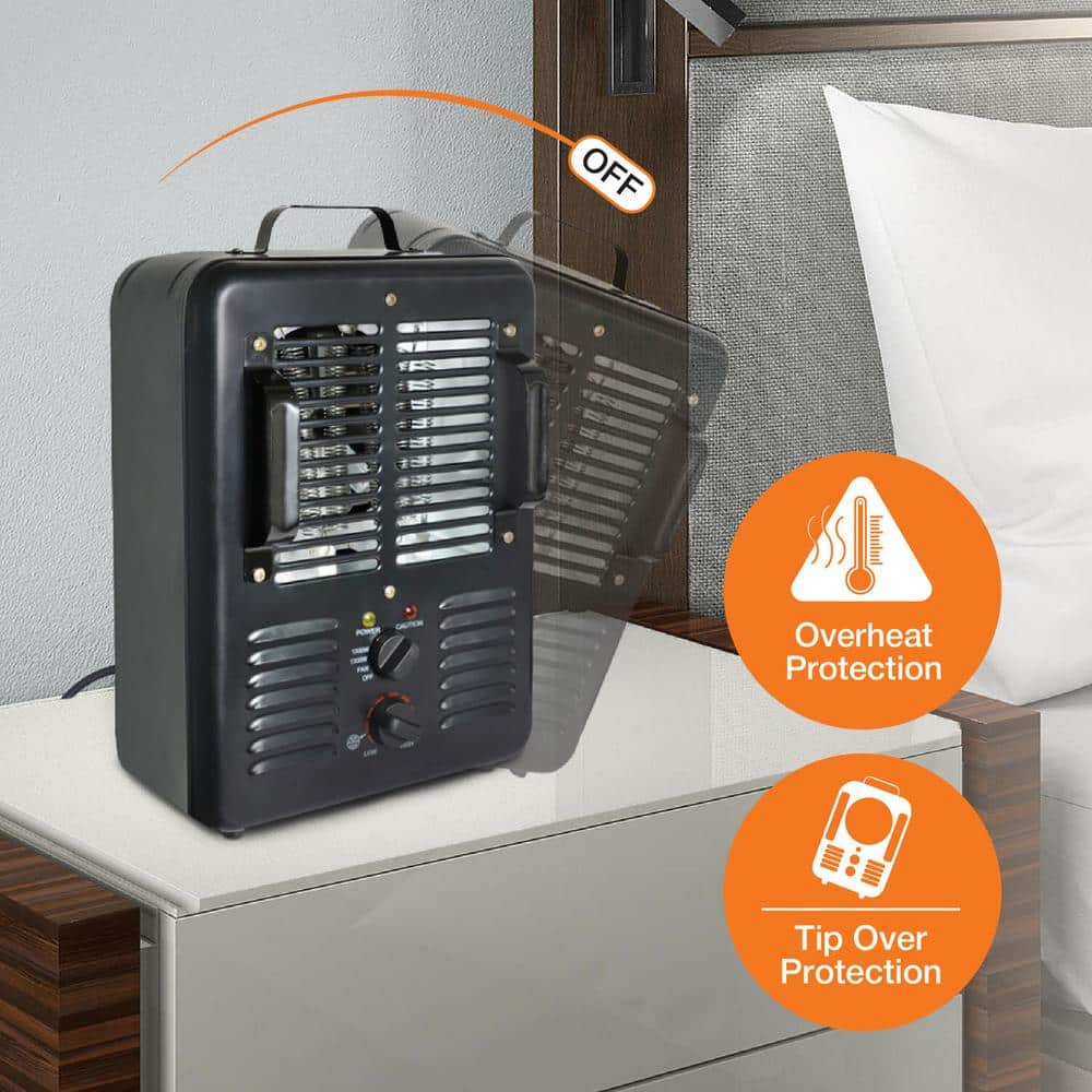 1500W Milkhouse Utility Heater Electric in Black - Hercitys