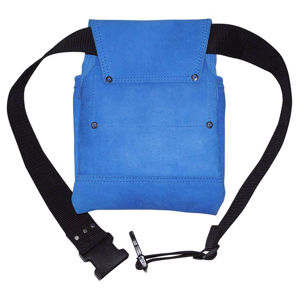 3-Pocket Nail and Tool Pouch with Blue Suede Leather Belt - Hercitys