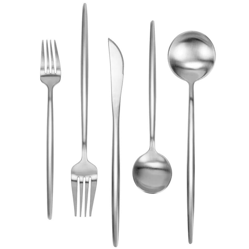 30-Piece Stainless Steel Flatware Serving Set-Matte Silver Service for 6, Satin Finished Polished and Dishwasher Safe - Hercitys