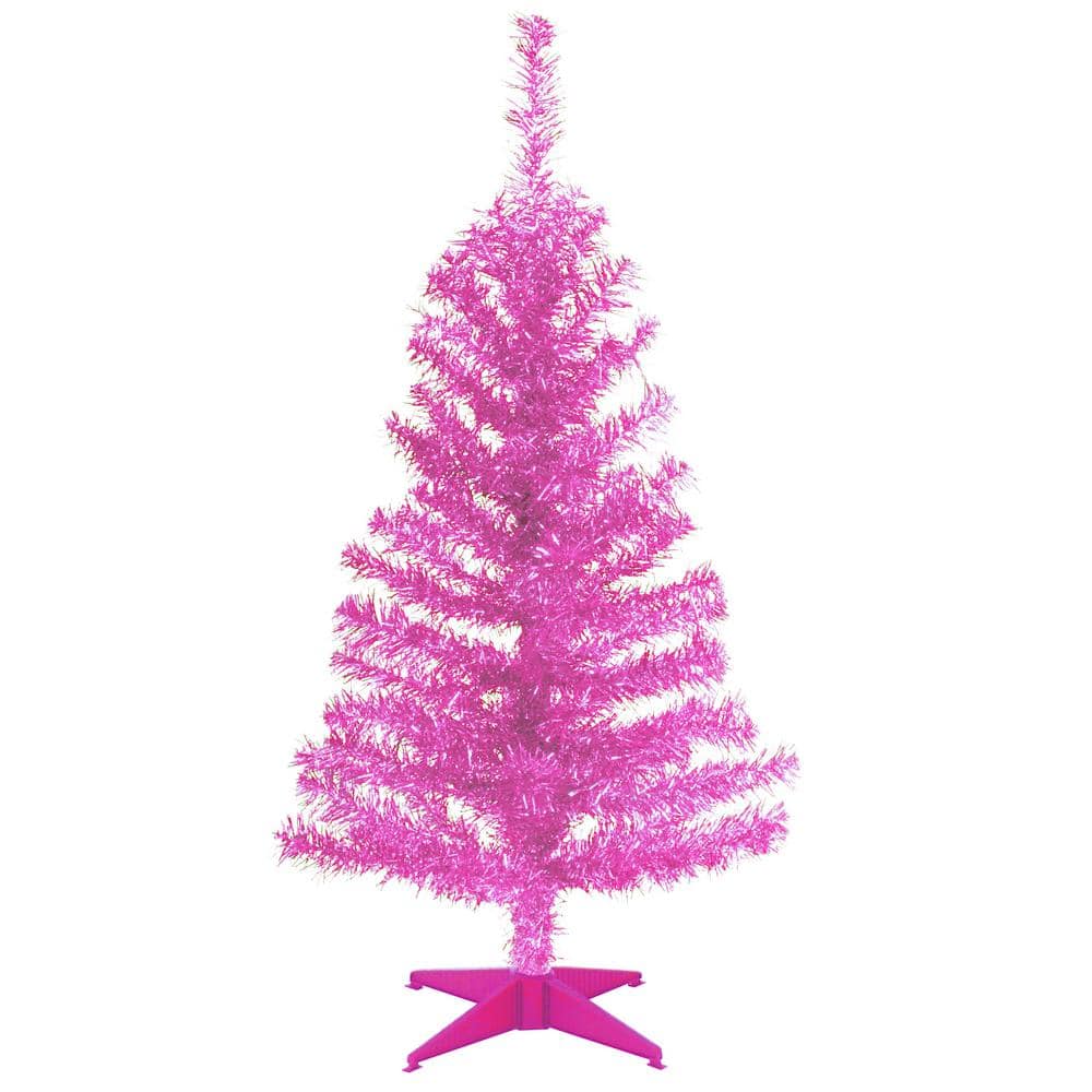 3 ft. Pink Tinsel Artificial Christmas Tree - Hercitys