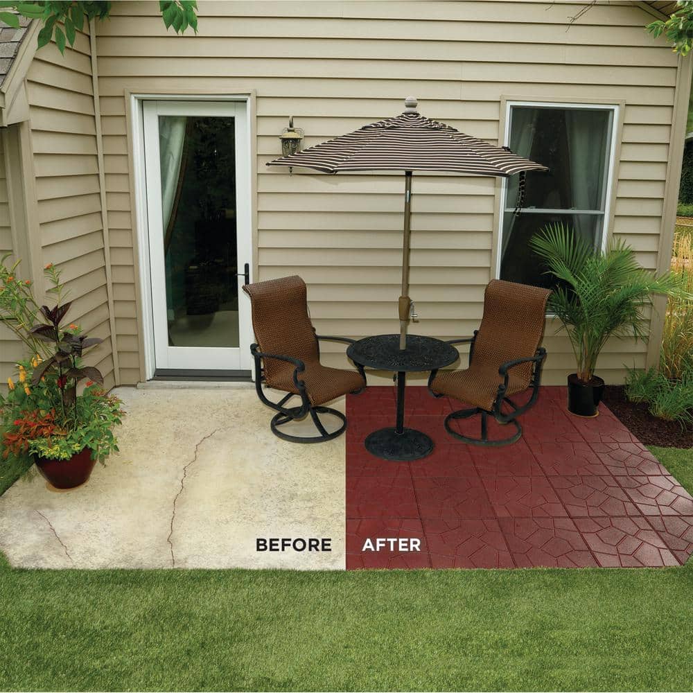 16 in. x 16 in. x 3/4 in. Red Dual-Sided Rubber Paver (9-Pack) - Hercitys