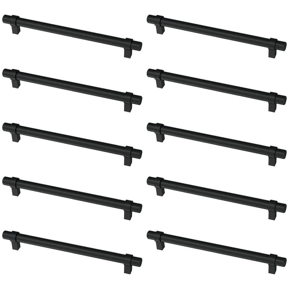 10-Pack Simple Wrapped Bar 7-9/16 in. (192 mm) Classic Matte Black Cabinet Drawer Pulls - Hercitys