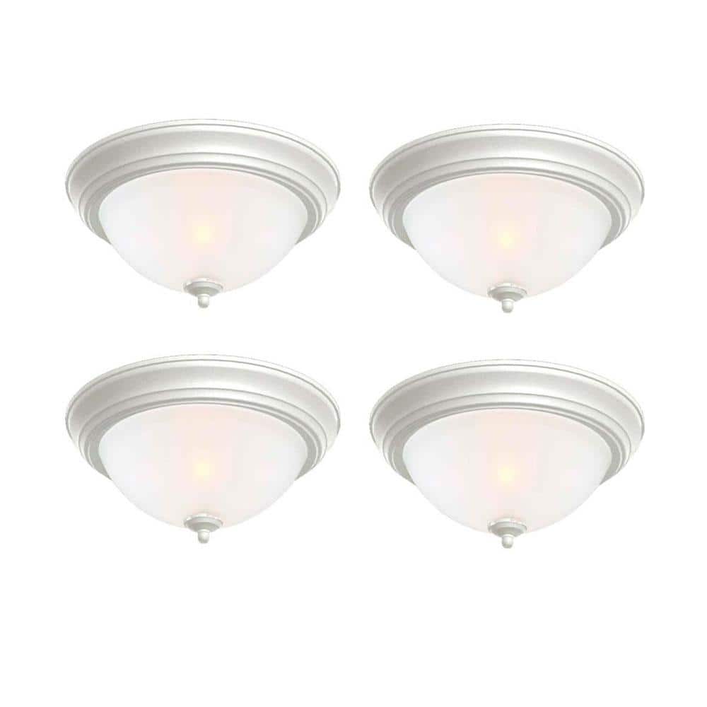 13 in. 2-Light White Flush Mount (8-Pack) - Hercitys