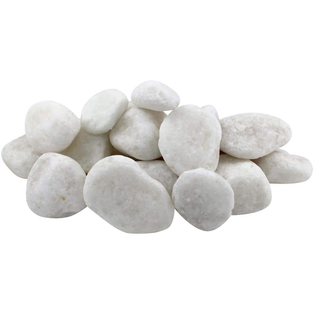 2 in. to 3 in. 30 lb. Large Snow White Pebbles - Hercitys