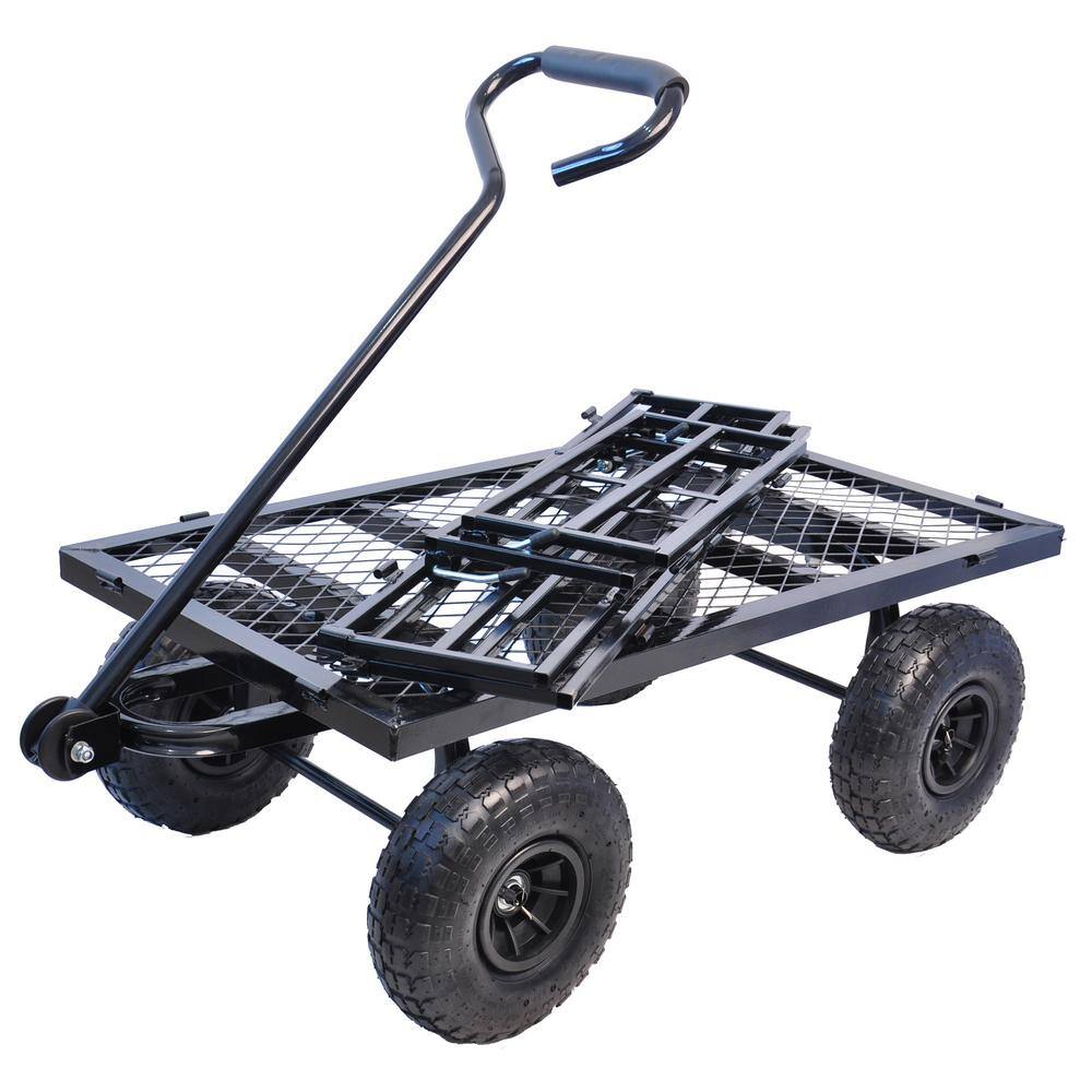 5.54 cu. ft. Metal Black Wagon Cart Garden Cart Trucks - Hercitys