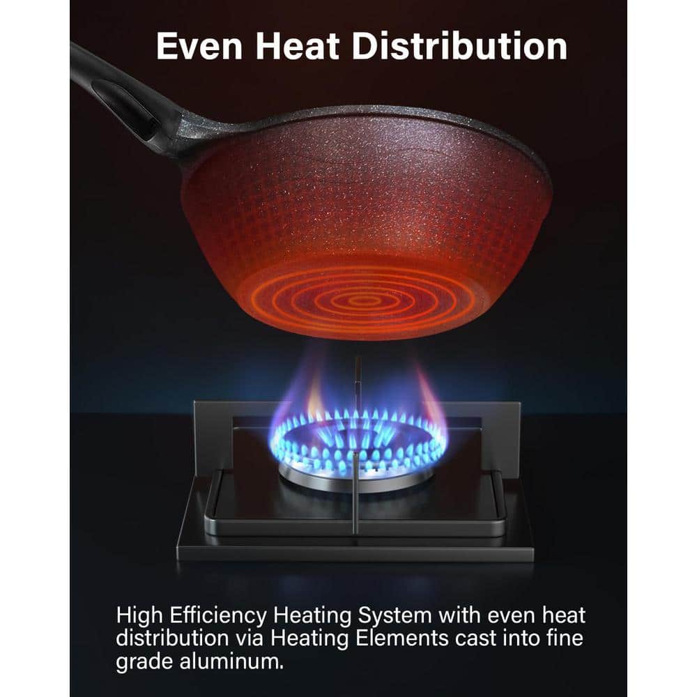 2-Piece Cast Aluminum Ceramic Nonstick Frying Pan Set in Marble - Hercitys