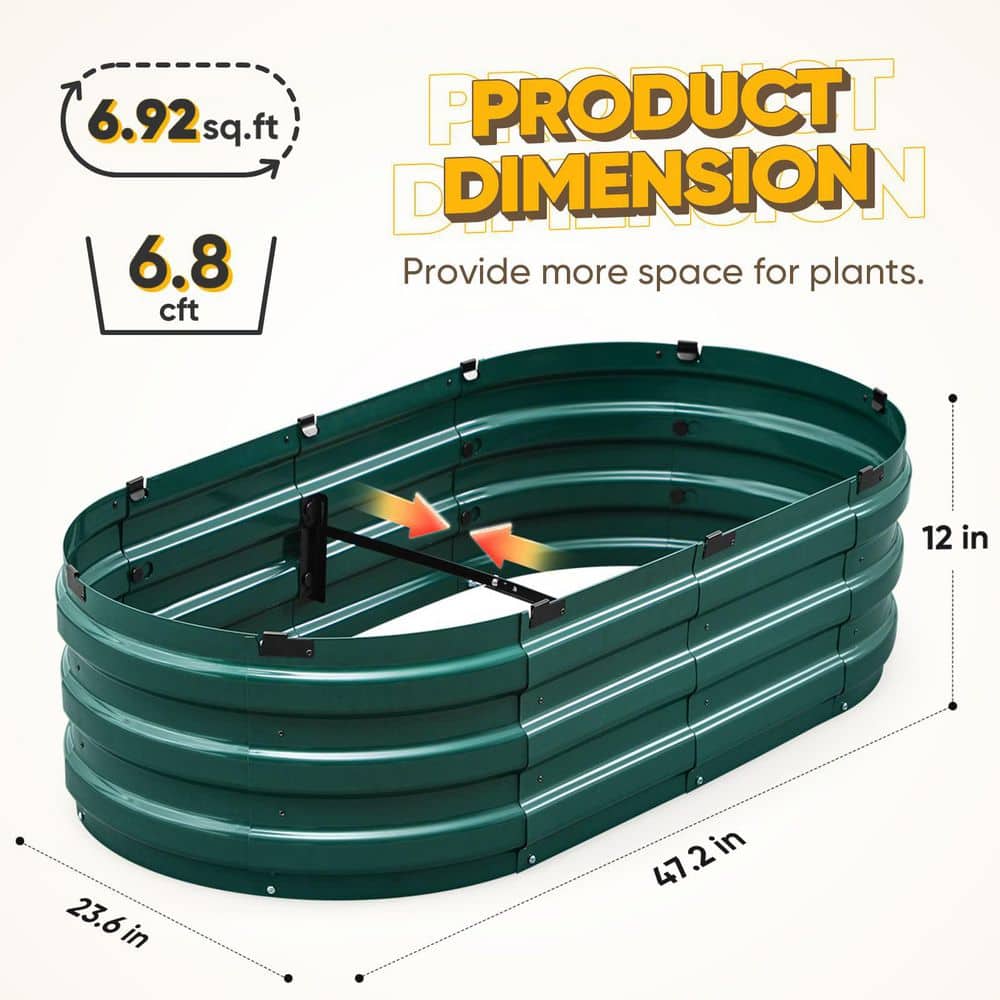47 in. L x 24 in. W x 12 in. H Metal Planter Garden Raised Garden Bed（Green） - Hercitys