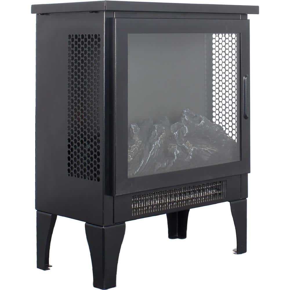 15 in. 400 sq. ft. 3-Sided 3D Flame Electric Stove in Black - Hercitys