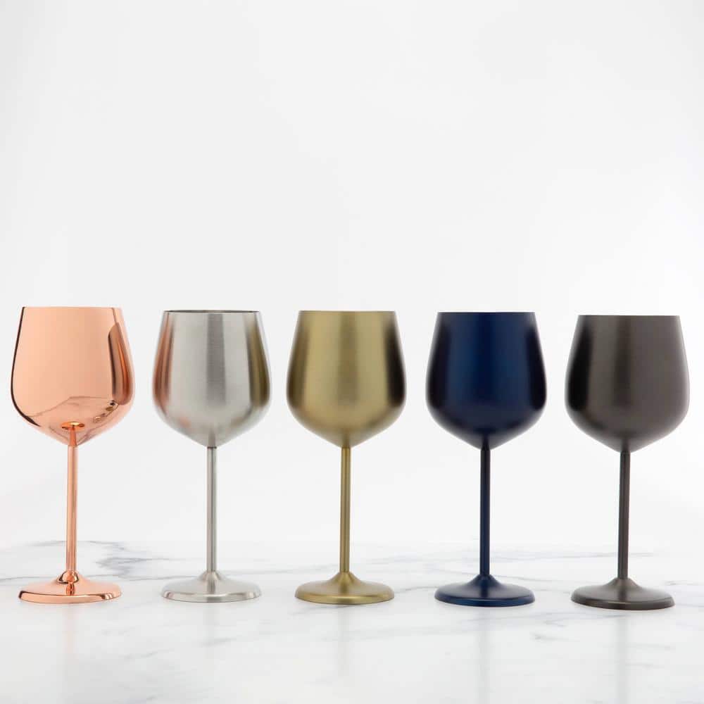 18 oz. Gold Stainless Steel White Wine Glass Set (Set of 4) - Hercitys