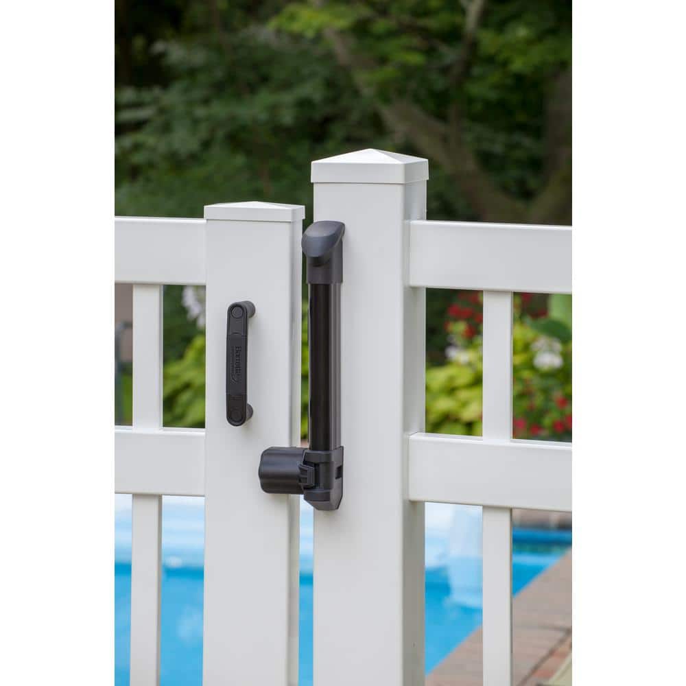 4 in. x 15.375 in. Nylon/Stainless Steel Black Compact Locking Pool Safety Latch - Hercitys
