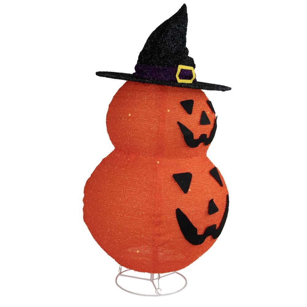 34 in. Jack-O-Lanterns in Witch’s Hat Outdoor Halloween Decoration - Hercitys