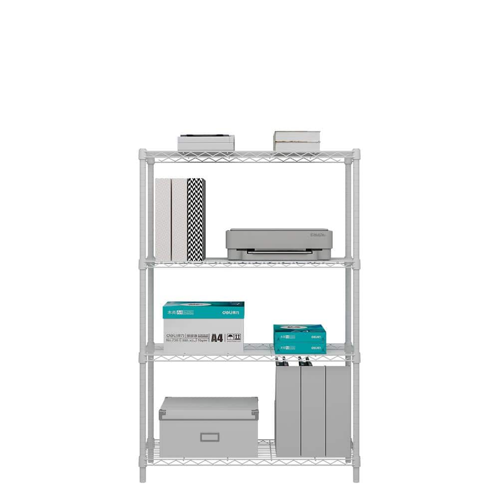 4-Tier Steel Wire Shelving Unit White Coating Finish - Hercitys