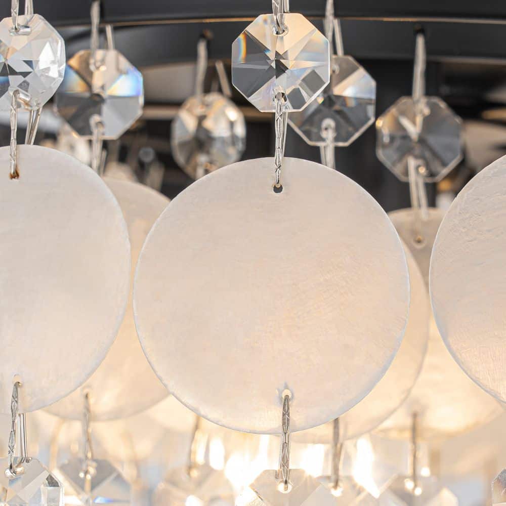 12.6 in. 3-Light Modern Black Semi-Flush Mount Ceiling Light with Crystal Shade - Hercitys