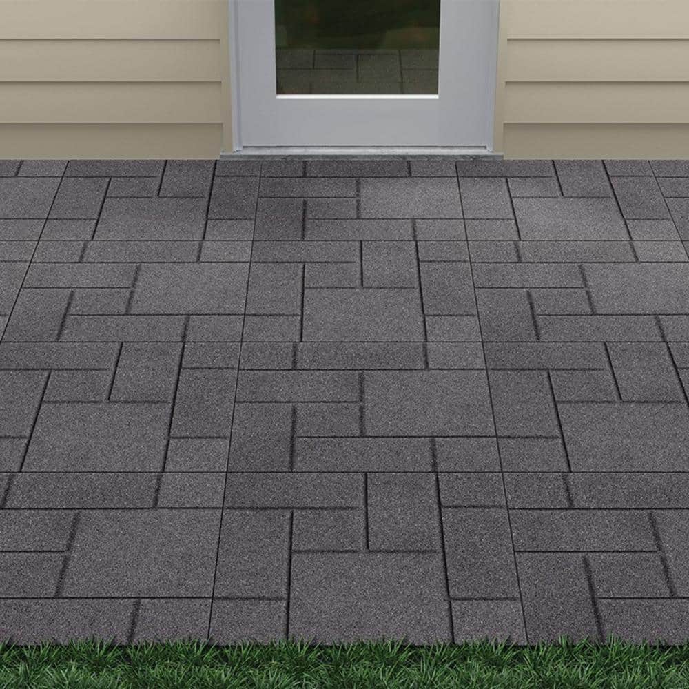 24 in. x 24 in. x 5/8 in. Dark Gray Dual-Sided Rubber Paver (4-Pack) - Hercitys