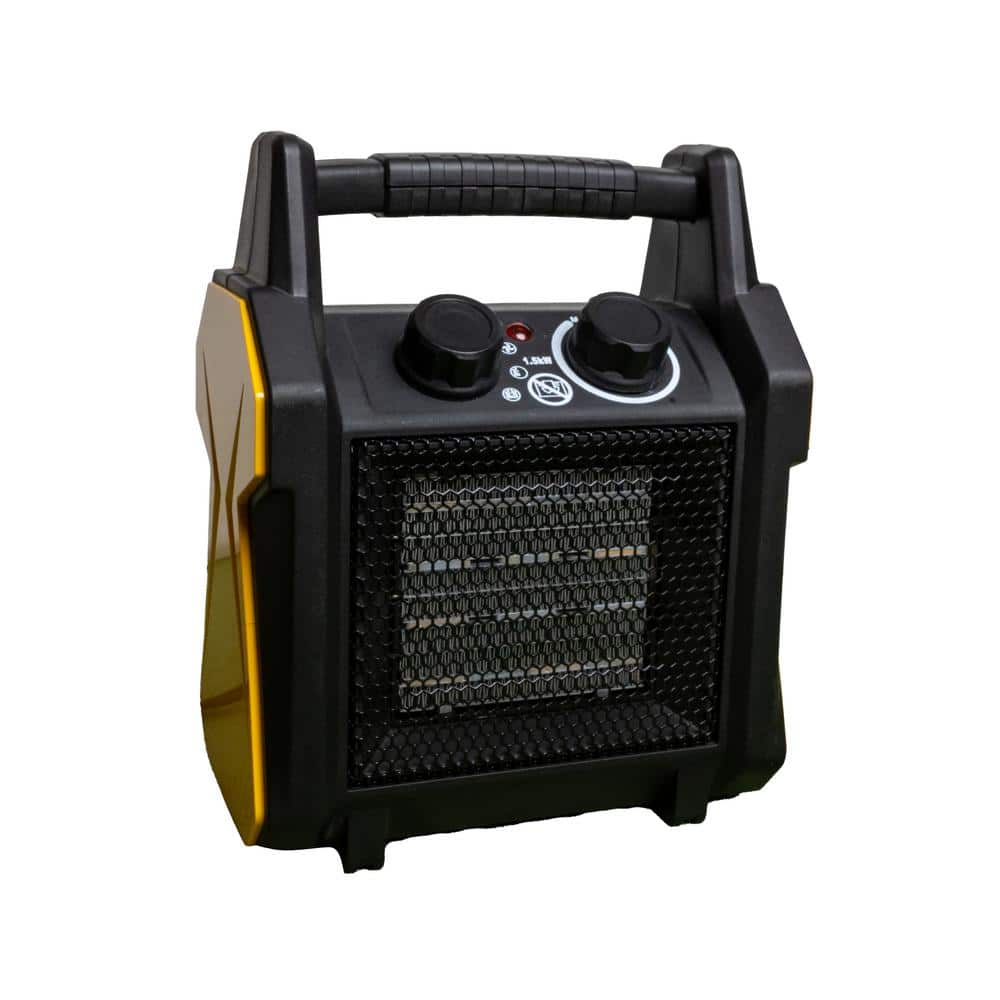 1500-Watt 12 in. Portable Electric Space Heater with Ceramic Heating Element and Adjustable Thermostat, 5120 BTU - Hercitys