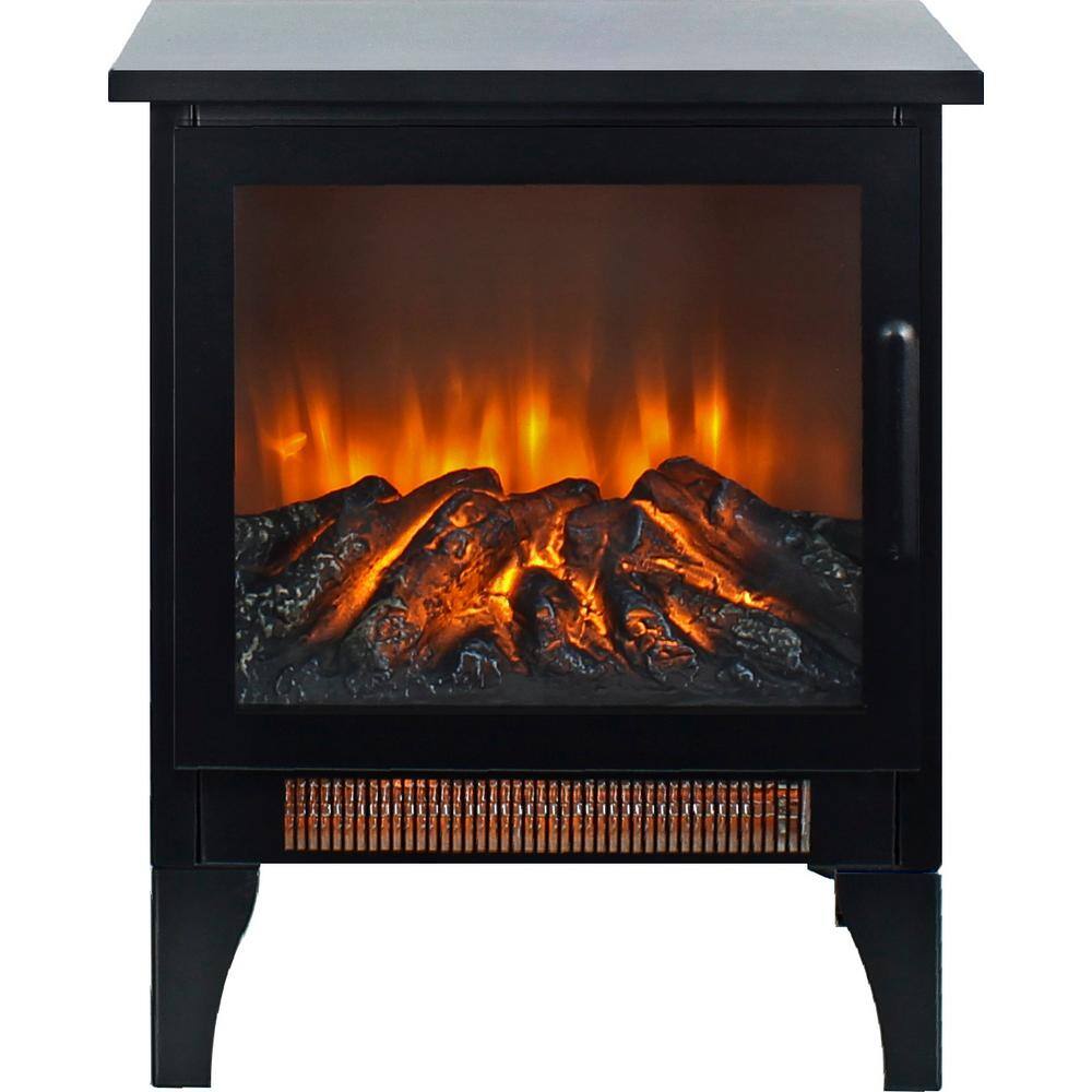 15 in. 400 sq. ft. 3-Sided 3D Flame Electric Stove in Black - Hercitys