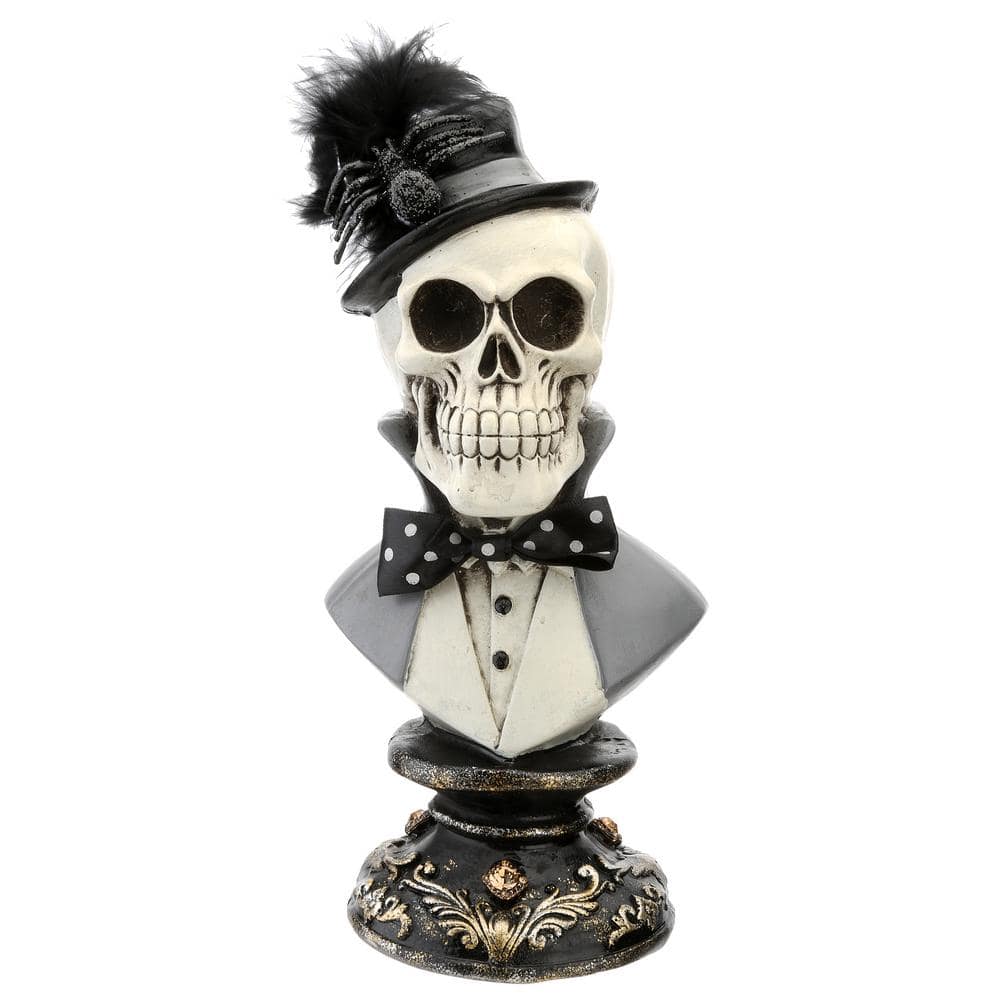10 in. Top Hat Wearing Skull Halloween Decoration - Hercitys