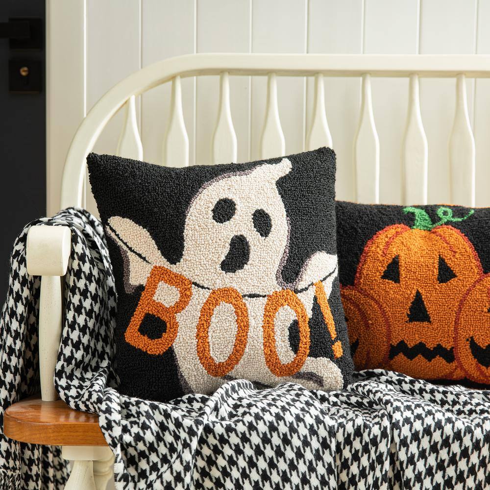 14 in. H Hooked Halloween Ghost “BOO” Pillow - Hercitys